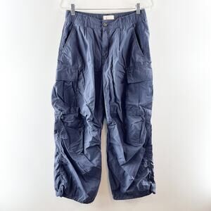 Anthropologie Navy Wide-Leg Cargo Pants